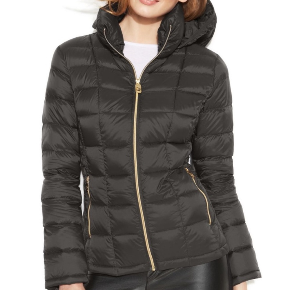 MICHAEL Michael Kors Black Down Fill Quilted Puffer Coat